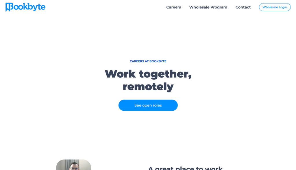 The Bookbyte careers page UI