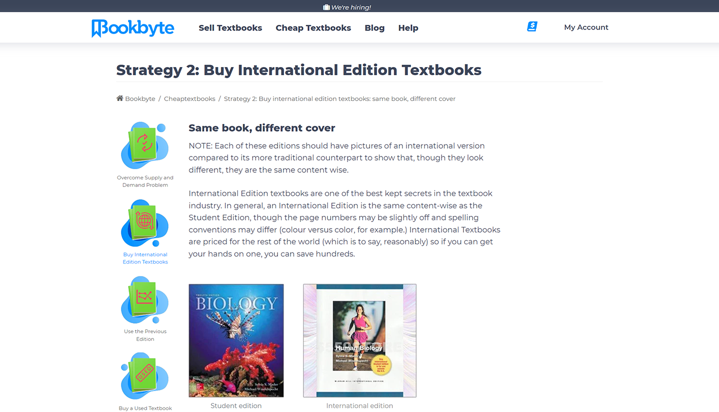 Bookbyte Cheap Textbooks article page UI