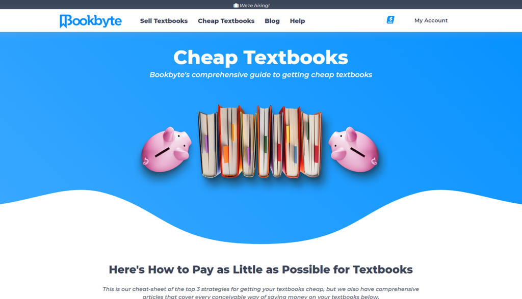 Bookbyte Cheap Textbooks page UI