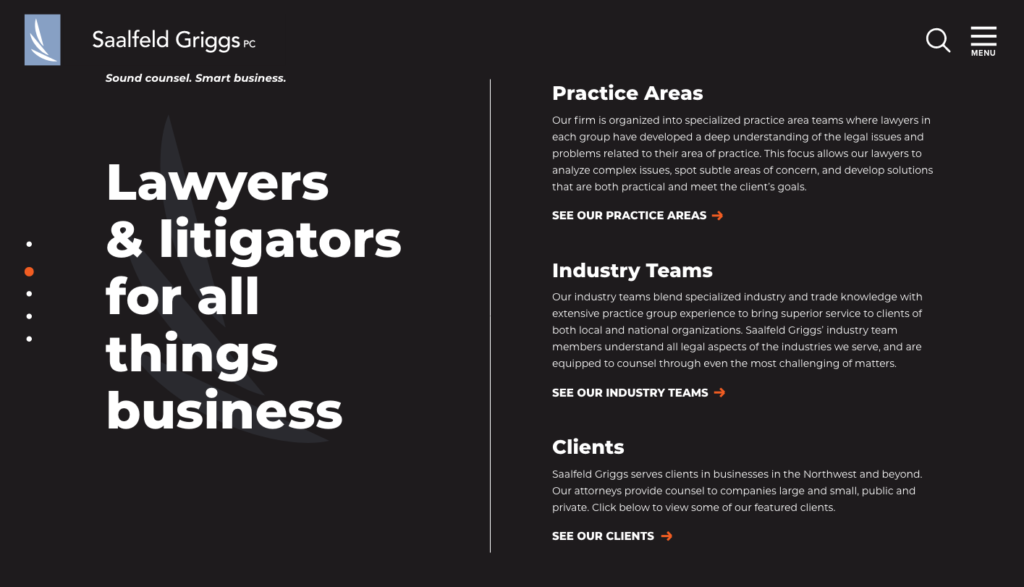 SGLaw alternate homepage section two